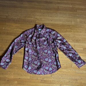 J. Crew Burgundy Jungle Print Shirt- size 6